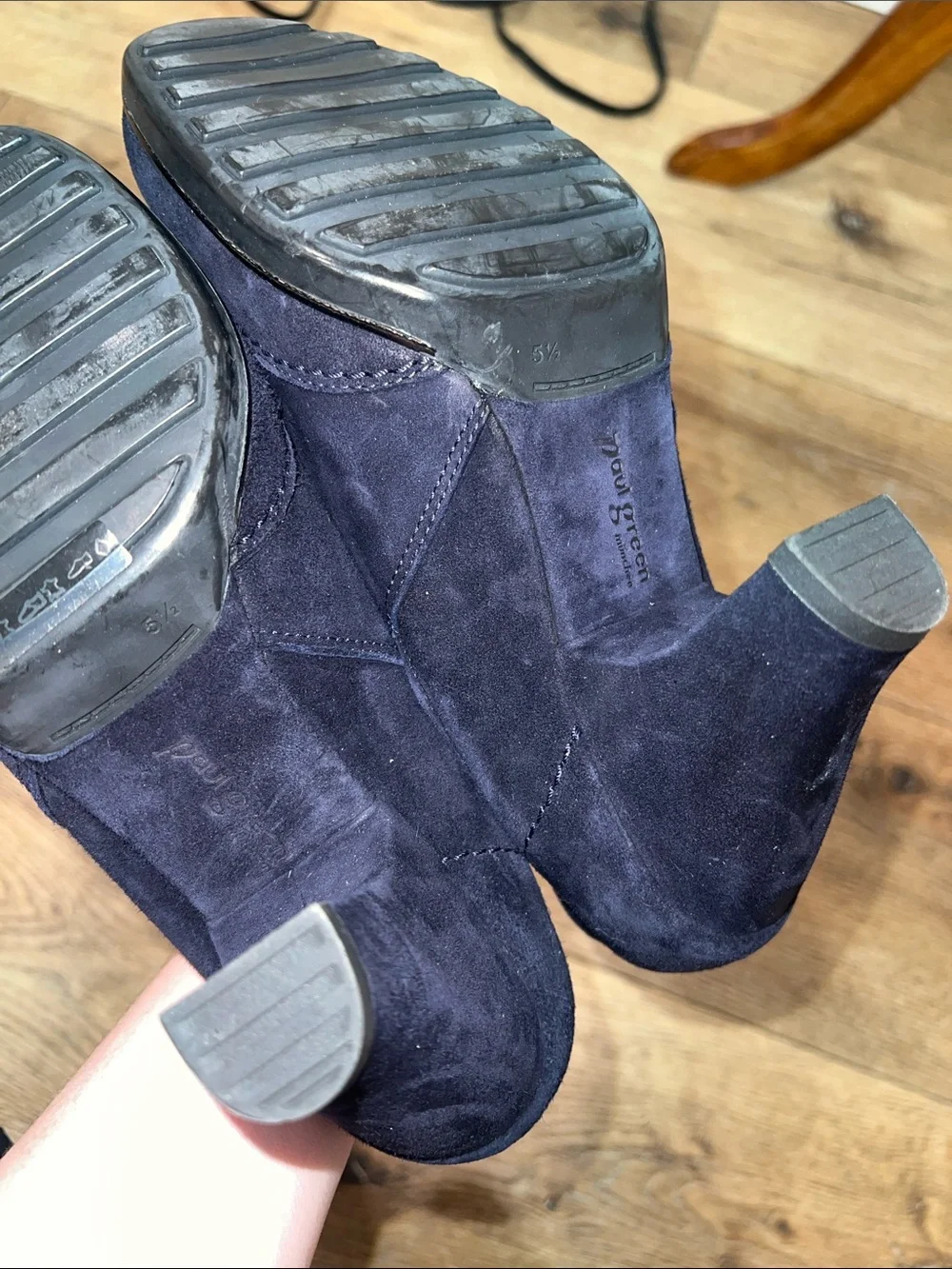 Paul Green Navy Suede Ankle Booties Size 5.5/8US